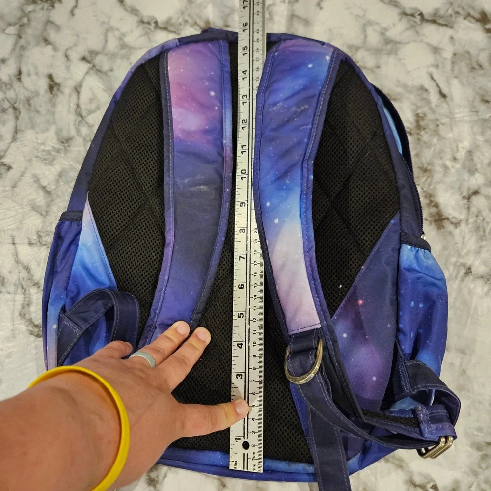 Jujubee small Diaper Bag Galaxy cosmic Print Backpack Blue Purple‎
